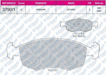 FREN BALATASI ON WVA 23842 FIAT DOBLO 1.9D JTD 01 ->