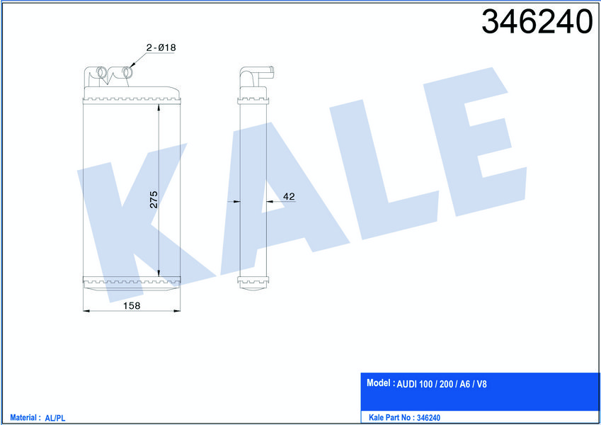 KALORIFER RADYATORU AUDI 100 317×157×26  OTO / MEK SANZIMAN