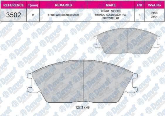 FREN BALATASI ON WVA 21773 HYUNDAI ACCENT EXCEL