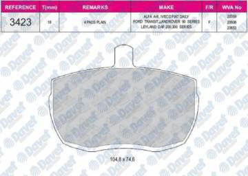 FREN BALATASI ON WVA20359 TRANSIT AVRUPA MINIBUS 1986-> CIFT PISTON