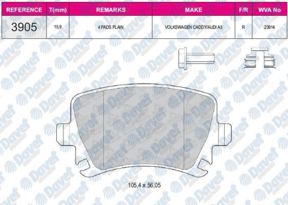 ARKA FREN BALATASI A3 TUM MODELLER 05 / 03> A4 PASSAT 1.6FSI / 1.9TDI / 2.0TDI 95>16