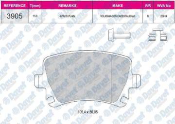 ARKA FREN BALATASI A3 TUM MODELLER 05 / 03> A4 PASSAT 1.6FSI / 1.9TDI / 2.0TDI 95>16