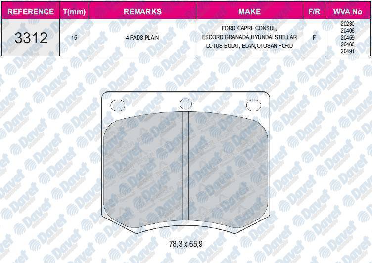 FREN BALATASI ON WVA 20230 FORD TAUNUS 1.6