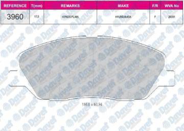 FREN BALATASI ON WVA 24351 SANTA FE 06-10 SORENTO 11-12