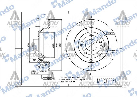FREN DİSKİ SANTAFE 09-12 / SORENTO 12=> / ARKA DÜZ 302-5