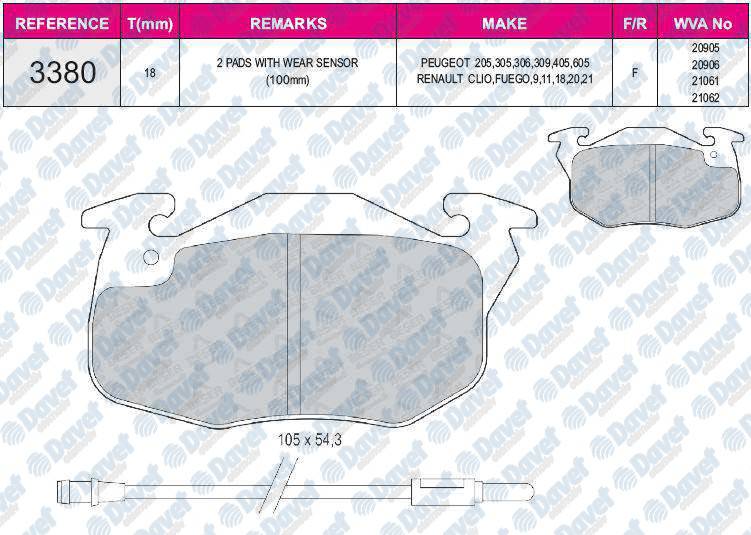 FREN BALATASI ON WVA 20905  R9 R11 R19 YM