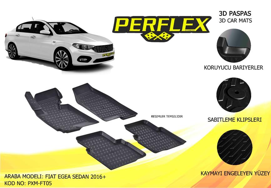 Perflex 3D X-Mat Havuzlu Paspas Çeşitleri Bej Fıat Egea Sedan 2016+ 3D X-Mat 5 Pcs