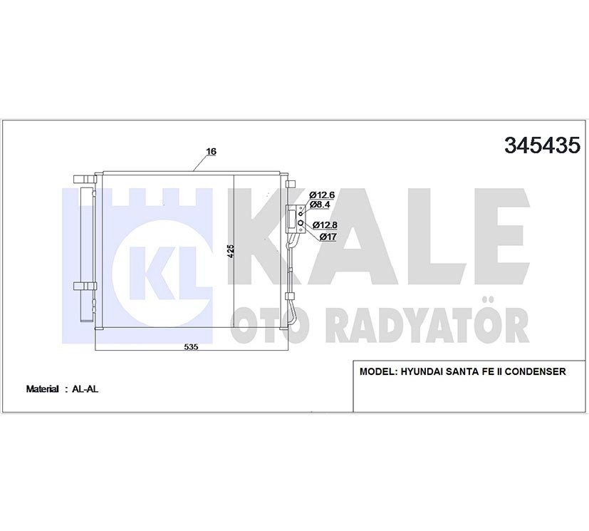 RADYATÖR KLİMA SANTAFE 10-12 2.0 DİZEL