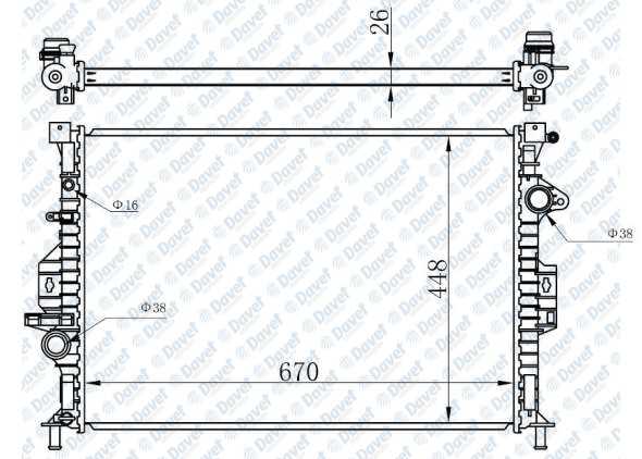 Motor Su Radyatoru Focus Iıı Focus Iıı C Max 2,0Tdcı 10>15 Mondeo Iv 07>14 S Max Galaxy 07>15 2,0Tdcı / 2,2Tdcı Volvo S60 Iı V60 10> V70 Iıı 07>Xc70 Xc60 13> Olcu: (670×448×26)