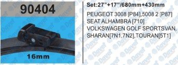 SILECEK SUPURGESI 680MM+430MM MUZ TIP P3008 16- P5008 17- GOLF SPORTSVAN 14- SHARAN 10- TOURAN 15- ALHAMBRA 10-