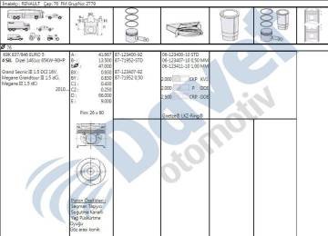 PISTON + SEGMAN 0.50 76MM MEGANE III SCENIC 1.5 DCI 16V 90 HP EURO 5