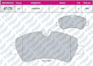 FREN BALATASI ARKA WVA 25603 - 25604 FORD TRANSIT TOURNEO CUSTOM V362-V347-V348 2.2TDCI 2012->