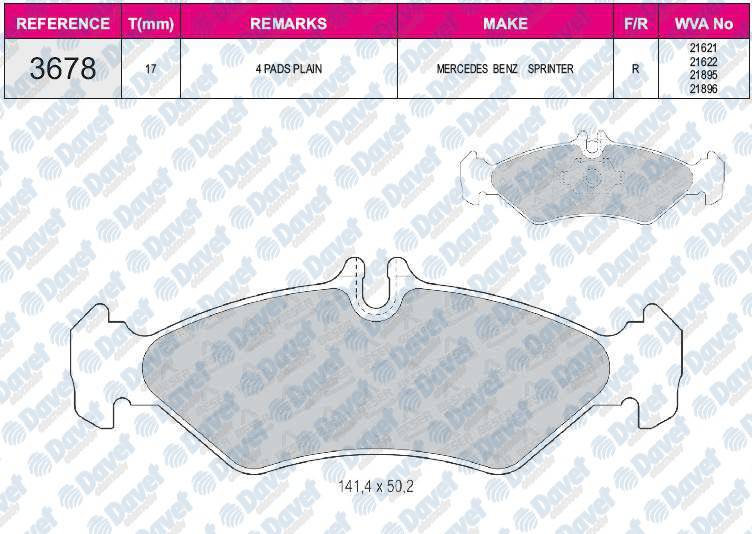 FREN BALATASI ARKA WVA 21621 MERCEDES 208 212 214D 2.8 95 ->