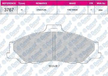 Fren Balatası On Wva 23540 Ford Ranger 4X2 1998->