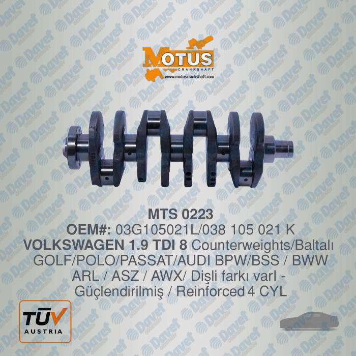 KRANK MILI ( GUCLENDIRILMIS ) SUPERB 02>08 A4 A6 05>08 PASSAT 06>11 1.9 2.0TDI ASZ AWX BPW ARL BWW