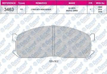 FREN BALATASI ON WVA 20002 MAZDA E2200 KIA BESTA 2.2D 92->