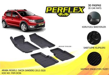 Perflex 3D X-Mat Havuzlu Paspas Çeşitleri Bej Dacıa Sandero 2008-2013 3D X-Mat 5 Pcs