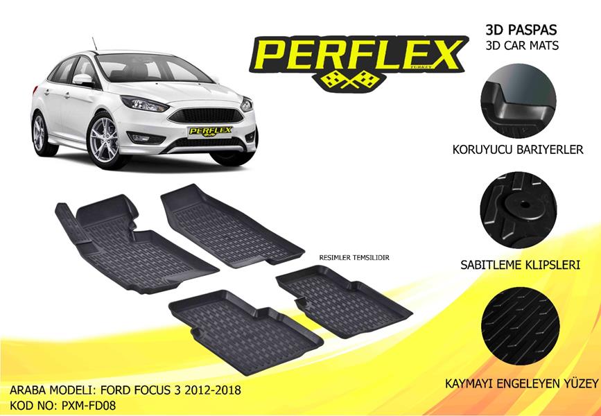 PERFLEX 3D X-MAT HAVUZLU PASPAS ÇEŞİTLERİ BEJ FORD FOCUS III 2012+ 3D X-MAT 5 PCS