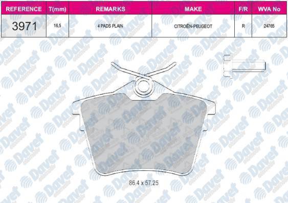 ARKA FREN BALATASI P308 SW 1.4 16V / 1.6 16V / 2.0 / 1.6HDI / 2.0HDI 09 / 07>PARTNER TEPEE BERLINGO III 1.6 / 1.6HDI