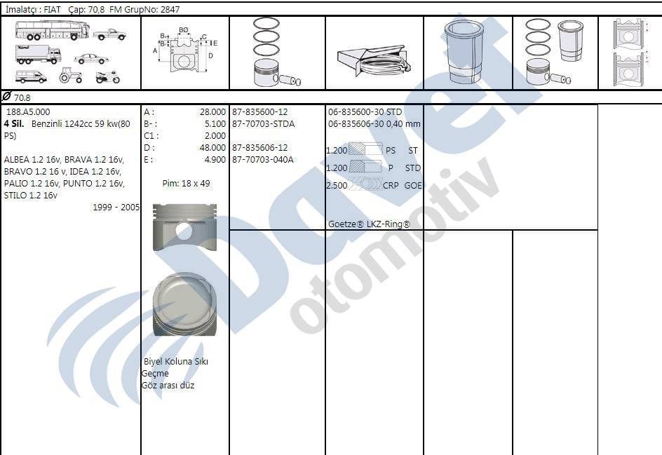 SEGMAN 040 708MM FIAT PUNTO PALIO SIENA ALBEA 1.2 16V