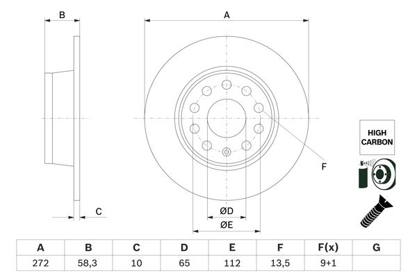 FREN DİSKİ T-ROC / KAROQ / ATECA / LEON / Q2 / OCTAVİA 17=> ARKA 272MM