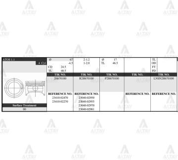 PİSTON TAKIM ATOS 1.1L / PICANTO / 06-10 / 67.00mm / G4HG / STD