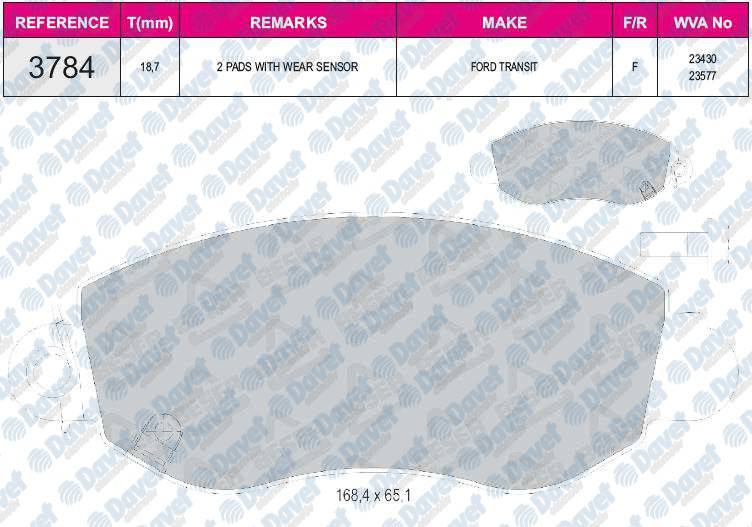 FREN BALATASI ON WVA 23431 FORD TRANSIT V184 2000-2006