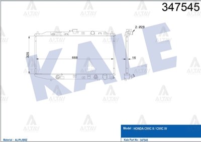 RADYATÖR SU CIVIC 88-91 16mm A-T BRAZING