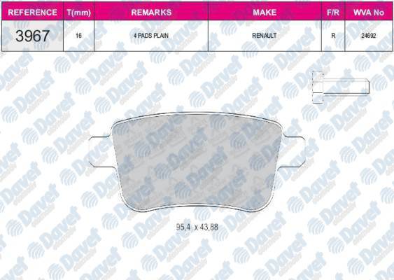 ARKA FREN BALATASI (TK) KANGOO III MERCEDES CITAN 1.5 / 1.6