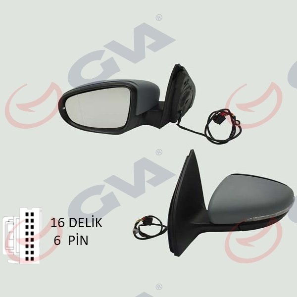 DIŞ DİKİZ AYNASI SOL GOLF 09> ELEKTRİKLİ+ISITMALI+ASTARLI+SİNYALLİ+ASFERİK 6 FİŞ VM-6197EHPAL