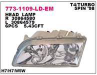 SOL FAR VOLVO (S40-V40) (99-02) (KROM TASLI) (5 PİNLİ) (TURBO)