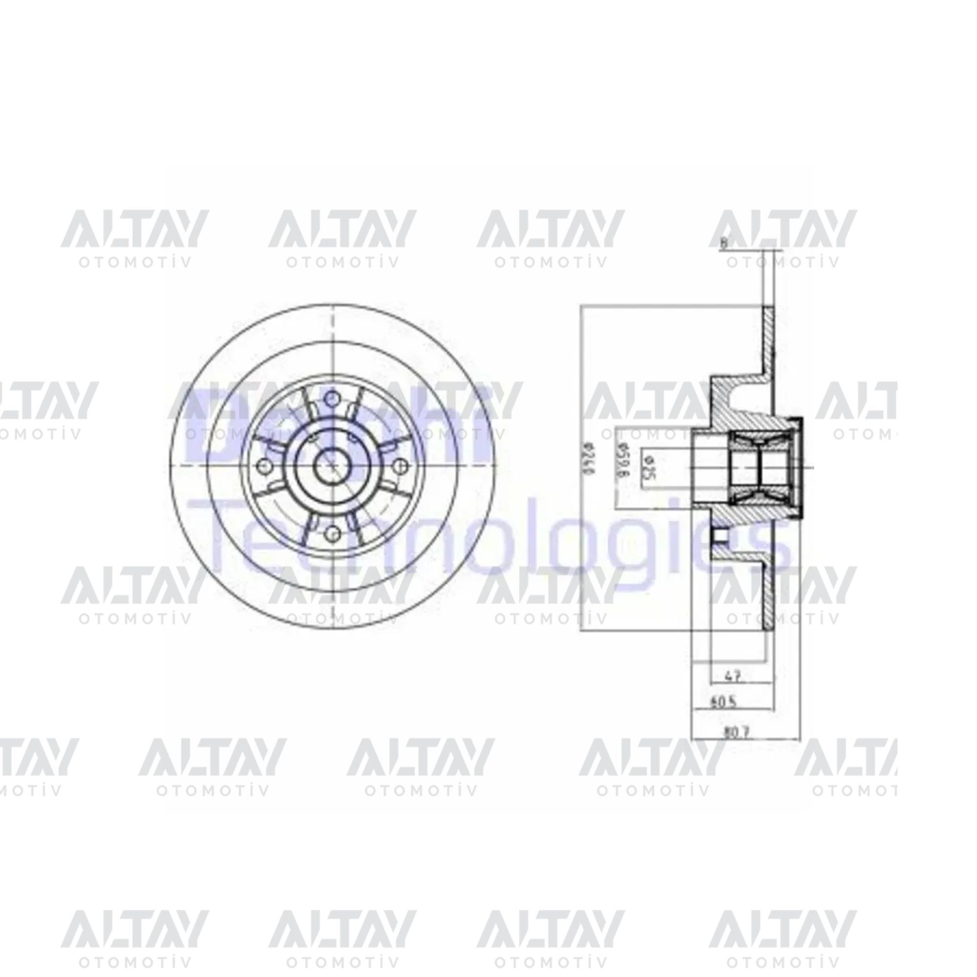 FREN DİSKİ MEGANE II 02-08 / CLIO III 05-12 ABSLİ PORYALI RULMANLI ARKA DÜZ 240-4