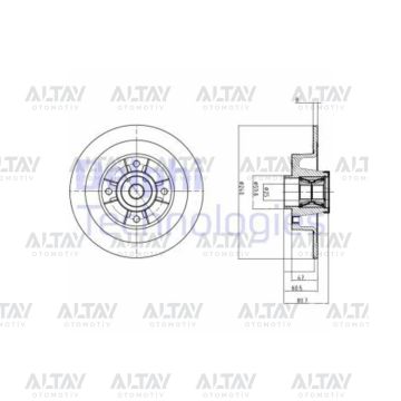 FREN DİSKİ MEGANE II 02-08 / CLIO III 05-12 ABSLİ PORYALI RULMANLI ARKA DÜZ 240-4