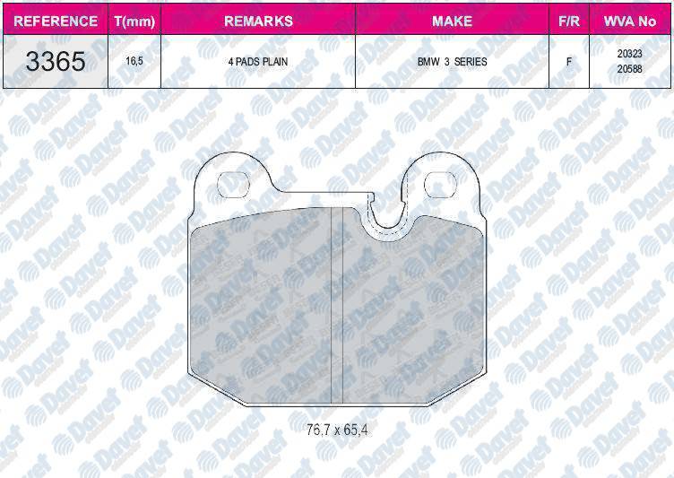 FREN BALATASI ON WVA20588 BMW 3 SERISI E21 E30 75-84