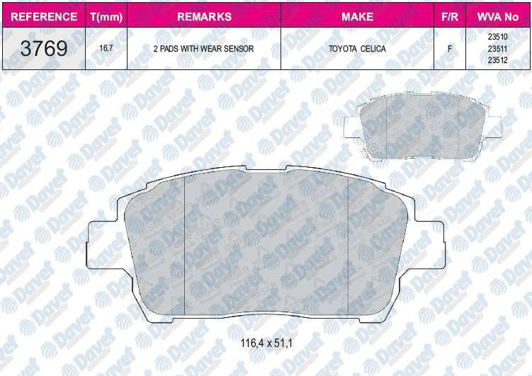 FREN BALATASI ON SHIMLI VWA 23510 TOYOTA YARIS 01-05