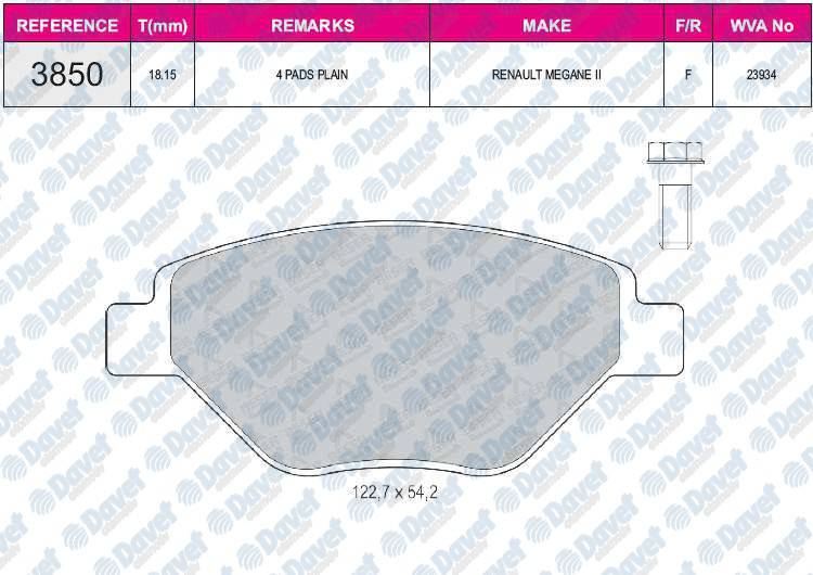 FREN BALATASI ON WVA 23934  MEGANE II 1.4 16V 02-03