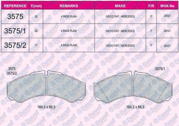FREN BALATASI ON/ARKA FISSIZ WVA 29121 20.00MM IVECO DAILY 2.4D 2.5D 97-> DAILY 40C13 06-> PAHLI