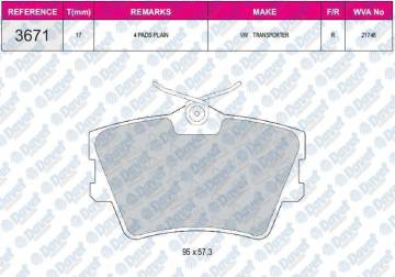 FREN BALATASI ARKA VWA 21748 TRANSPORTER T4 TRAFIC II OPEL VIVARO 1.9DCI 2.0 01=>