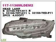 ON FAR SOL HONDA CIVIC 16-SIYAH MOTORU UZERINDE FULL LEDLI