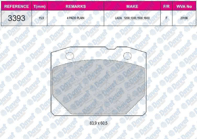FREN BALATASI ON WVA 20166 LADA 1.2 1.3 1.5
