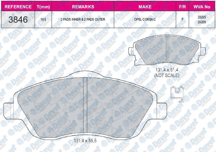 FREN BALATASI ON VWA 23225 CORSA 1.3 CDTI