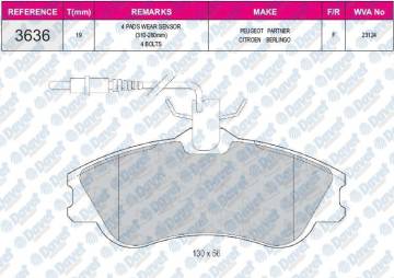 FREN BALATASI ON FISLI WVA23124 PARTNER BERLINGO 96-> P306 93-02 XSARA 97-05