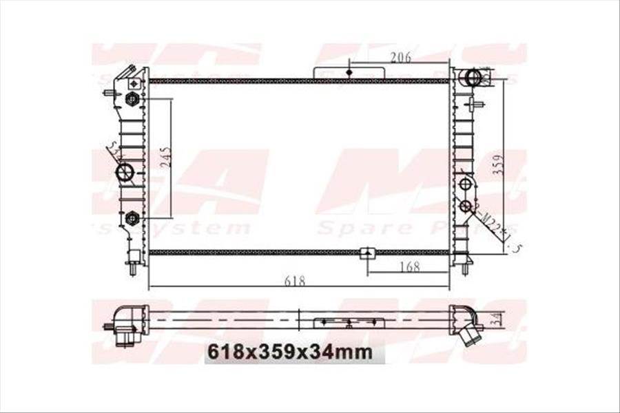 SU RADYATORU MEKANİK ( OPEL : VECTRA A 1.6 1.8 2.0 89-95 AC ) 618×359×34