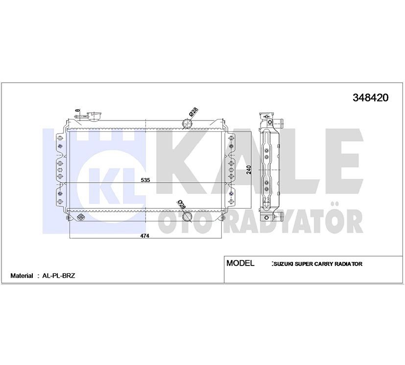 RADYATÖR SU CARRY 90-98 SK410 23mm M-T BRAZING