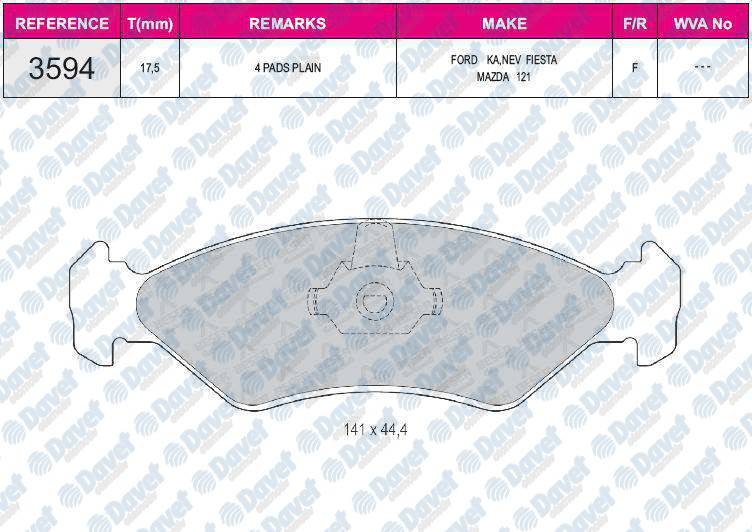 FREN BALATASI ON MAZDA 12 FORD KA FIESTA 96 ->