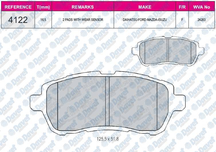 FREN BALATASI ON WVA 24283 FORD FIESTA VI MAZDA 2 2008->