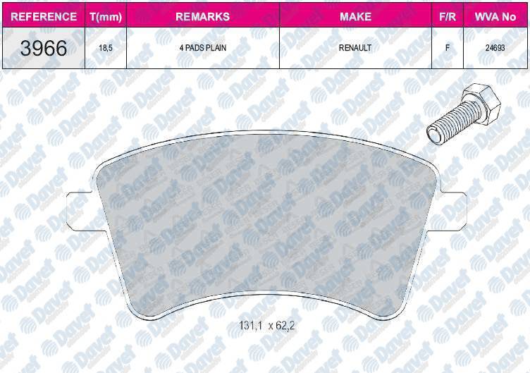 FREN BALATASI ON WVA 24693 KANGOO 1.5DCI 1.6 16V  2008 ->