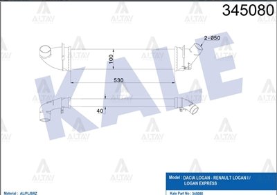 TURBO RADYATÖRÜ (INTERCOOLER) LOGAN I 04-12 / 1.5 DCI