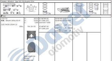 Motor Pıston+Segmanı Clıo-Logan 1,6 Benzınlı K7M 04--> 79,50Mm Std