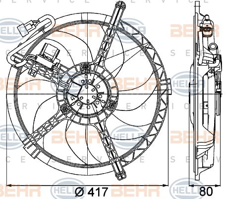 FAN KOMPLE 350 W 12 V MINI R56 R57 R58 R59 PREMIUM LINE